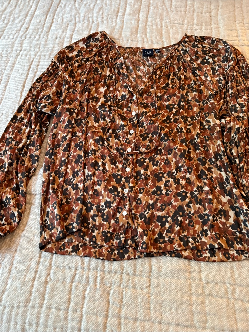 GAP Brown Multi-Print Button Down Blouse